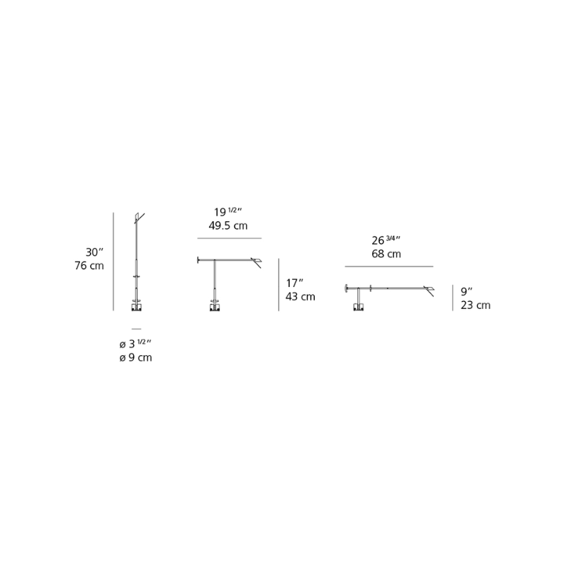 The Tizio Micro Task Lamp from Artemide dimensions.