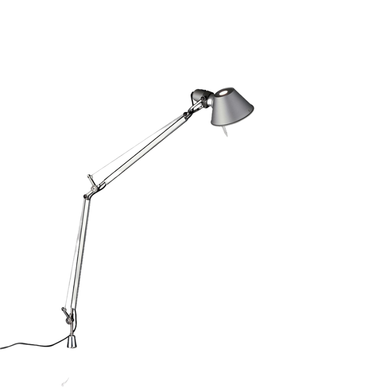 The Tolomeo Midi Table Lamp from Artemide in aluminum with an in-set pivot.