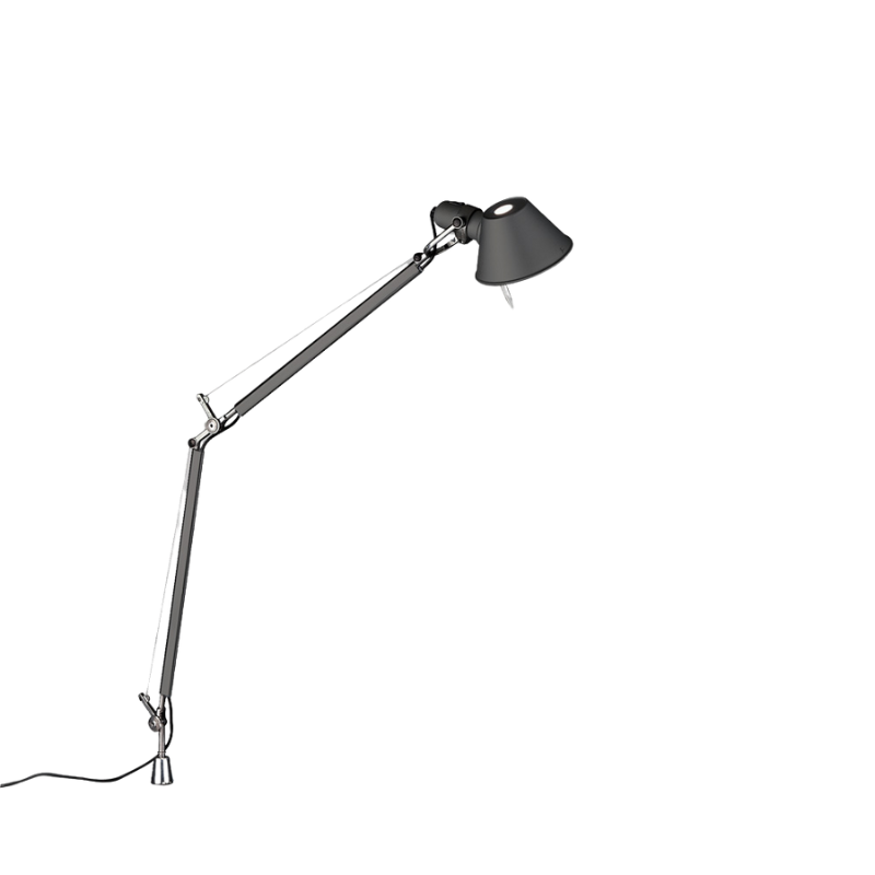 The Tolomeo Midi Table Lamp from Artemide in anthracite grey with an in-set pivot.