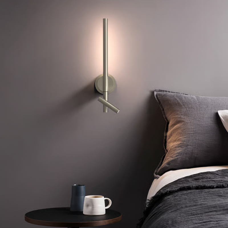 The Baton Reader LED from Astro Lighting in matt nickel in a bedroom