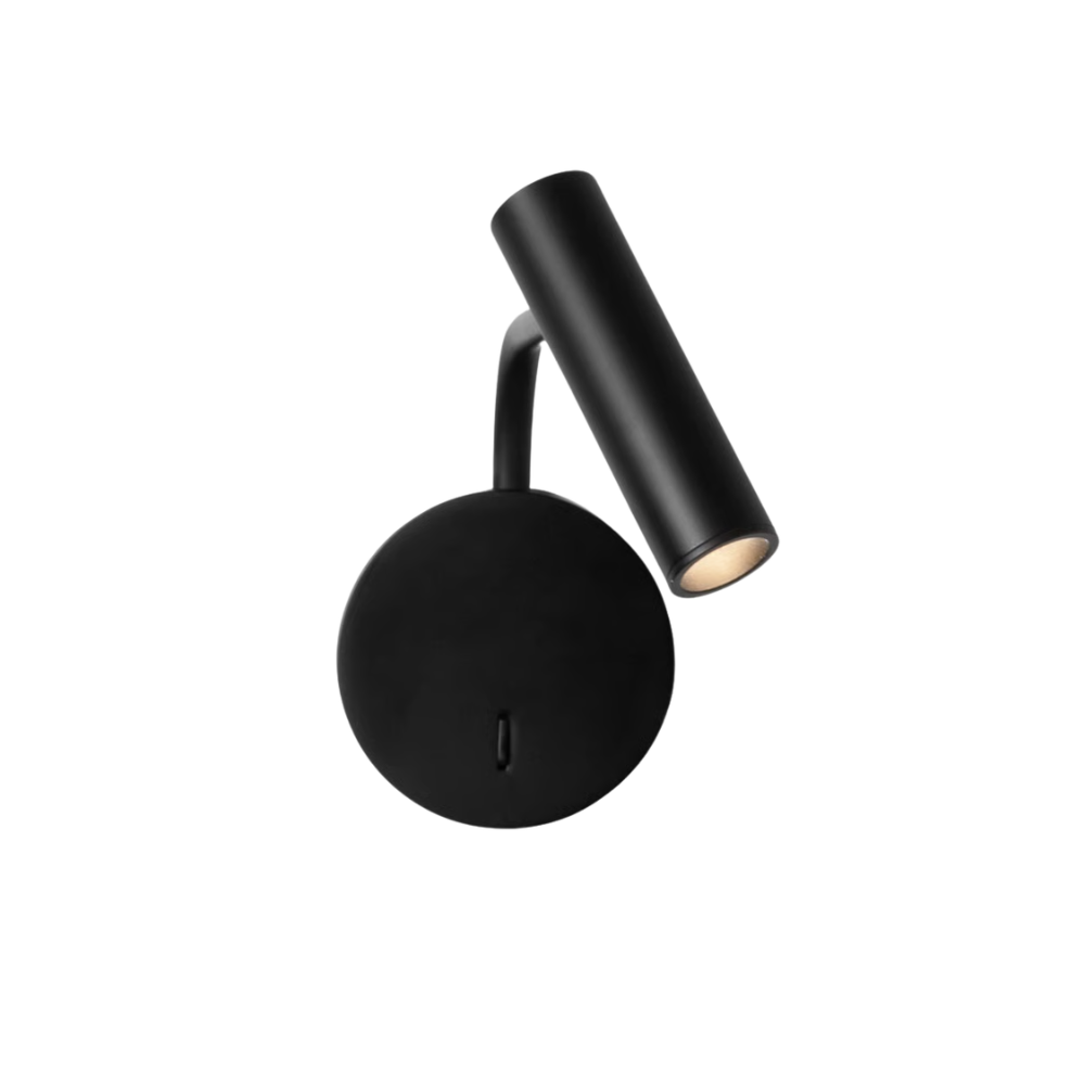 The matte black Enna Wall LED from Astro Lighting showing the angled adjustable head.