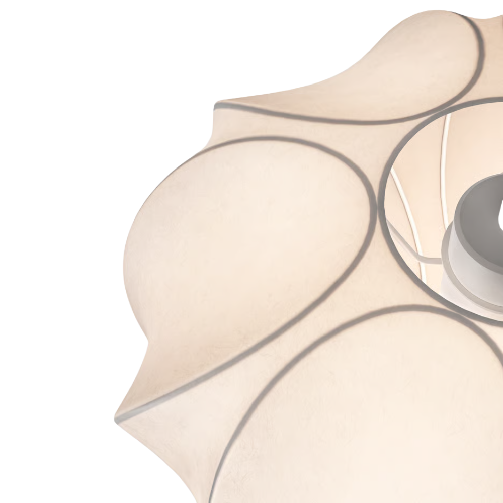 The small Flow Pendant from Astro Lighting with the matte white base showing the shade in detail.