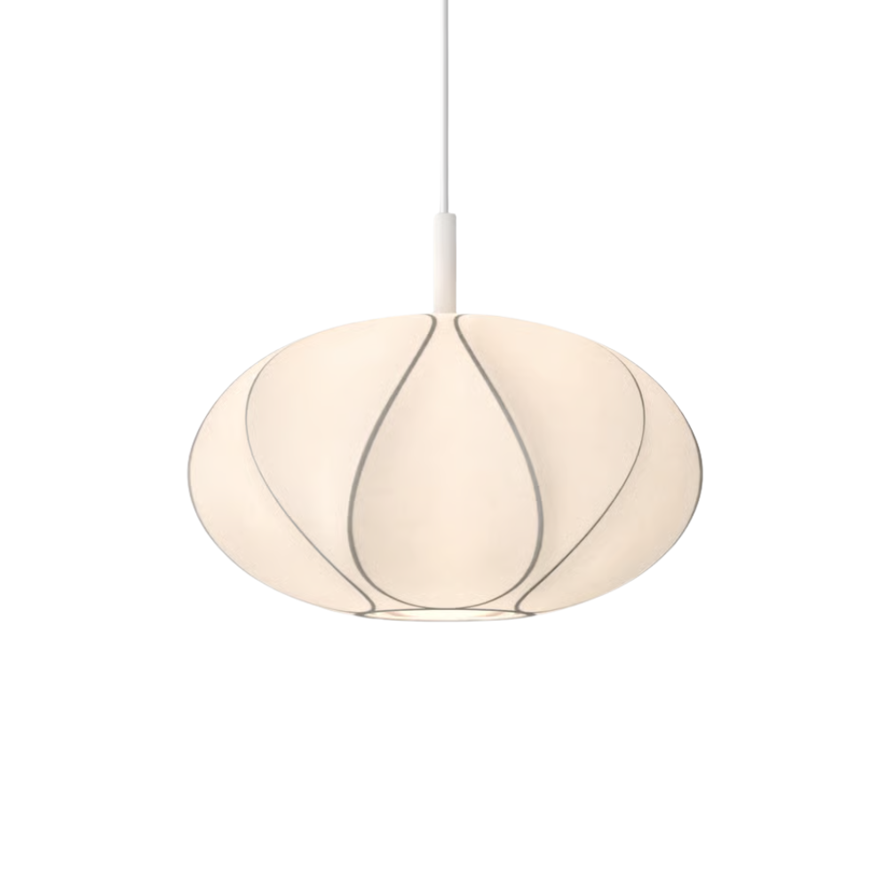 The medium Flow Pendant from Astro Lighting with the matte white base close up.