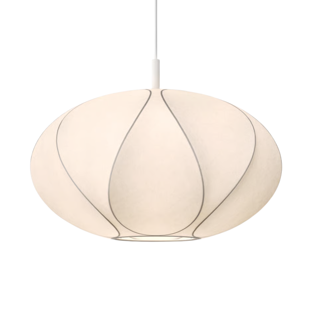 The small Flow Pendant from Astro Lighting with the matte white base close up.