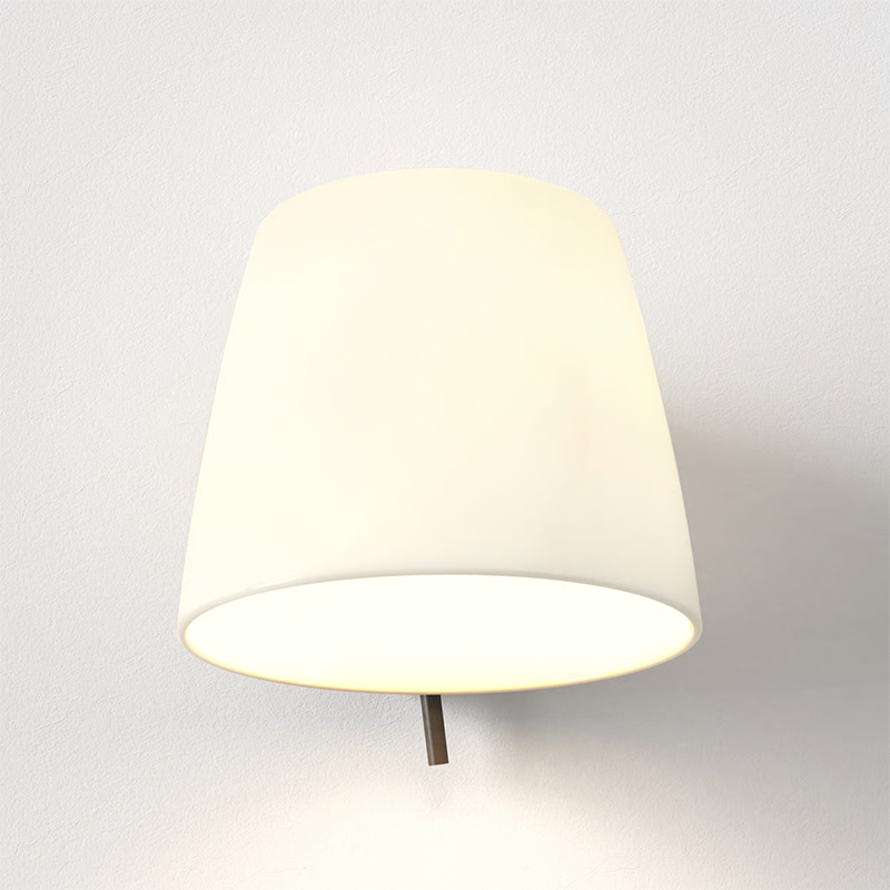 Close up of the porcelain shade of the Imari Wall Lamp from Astro Lighting in bronze.