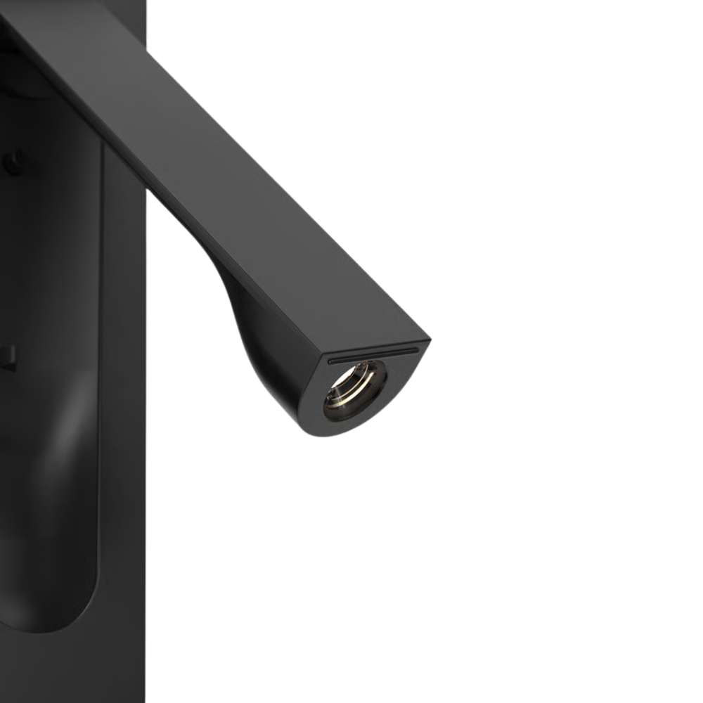 The matte black Keta Reading Light from Astro Lighting close up.