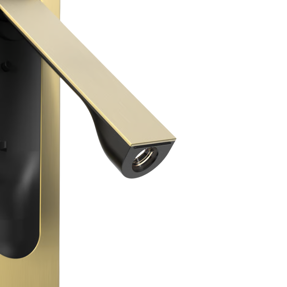 The matte gold Keta Reading Light from Astro Lighting close up.