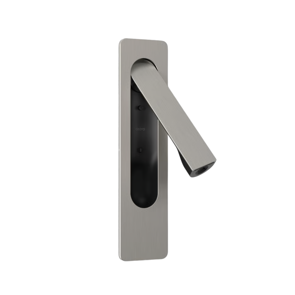The matte nickel Keta Reading Light from Astro Lighting from an angle.