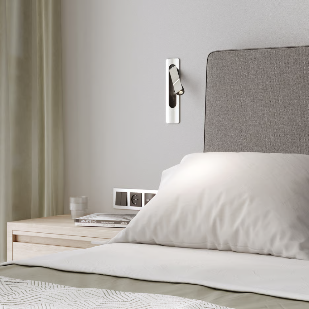 The polished chrome Keta Reading Light from Astro Lighting used as commercial lighting.
