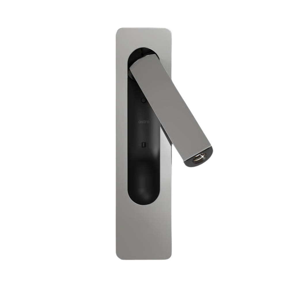 The polished chrome Keta Reading Light from Astro Lighting, a multi-directional light.