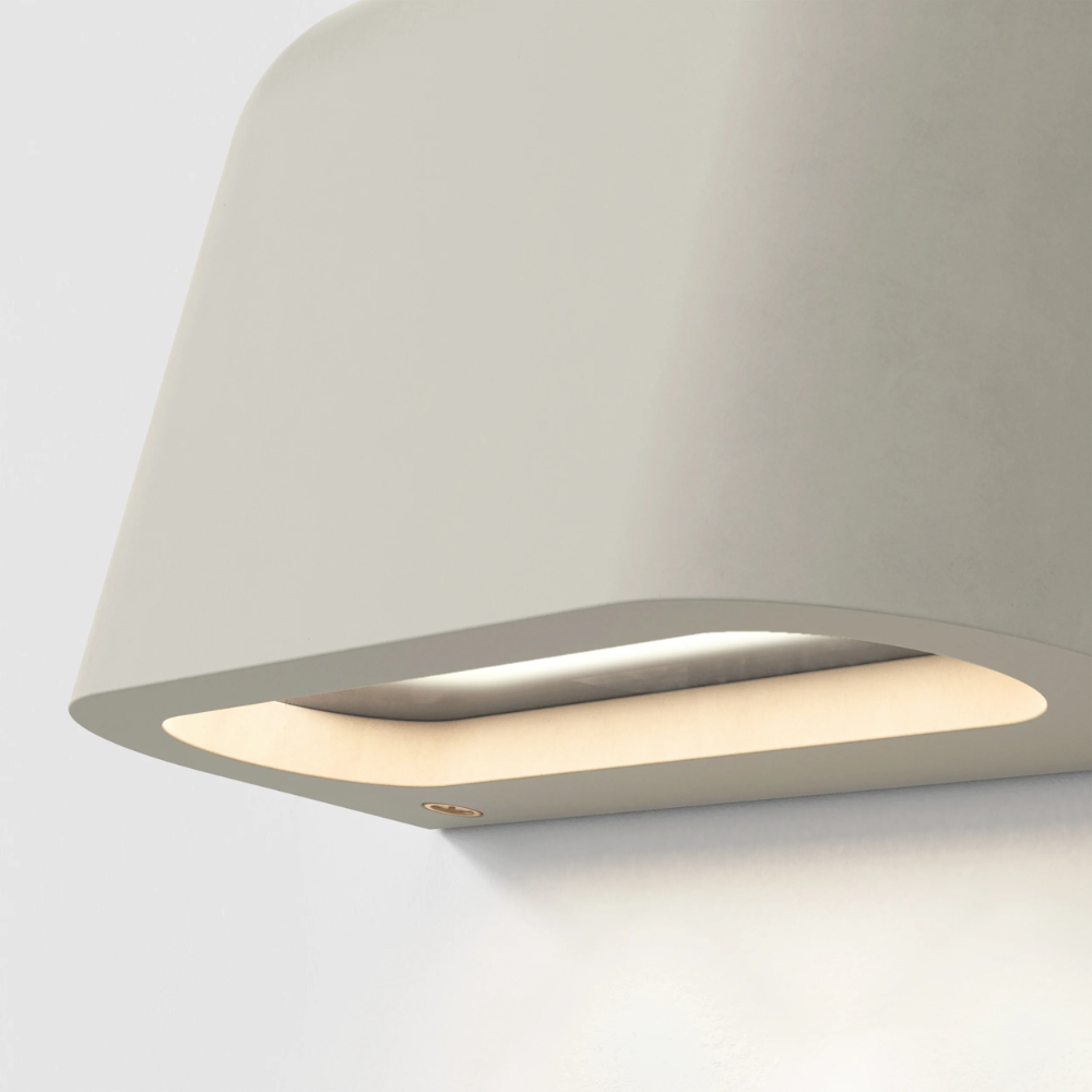 The light source of the Mast Twin Coastal Outdoor Wall Sconce by Astro Lighting in grey concrete.