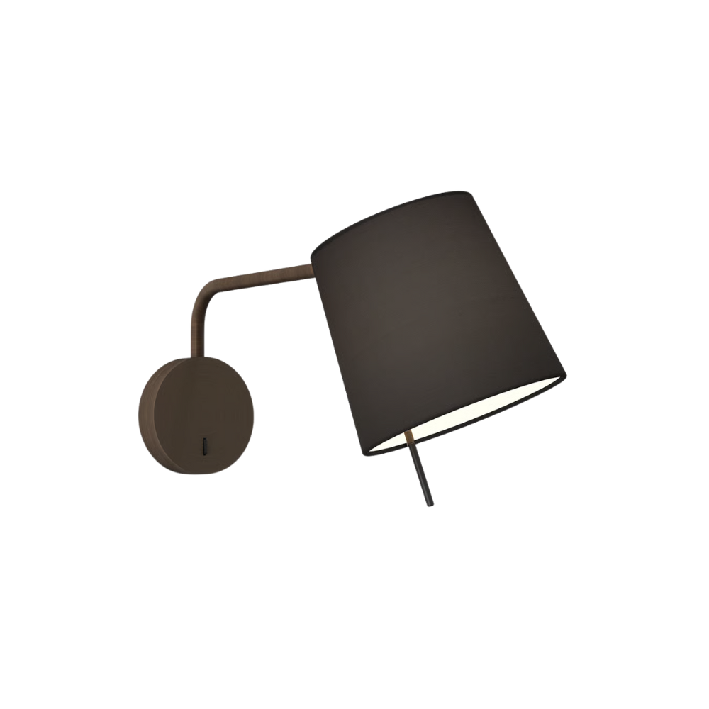 The bronze Mitsu Swing Arm Wall Sconce from Astro Lighting with the black shade.