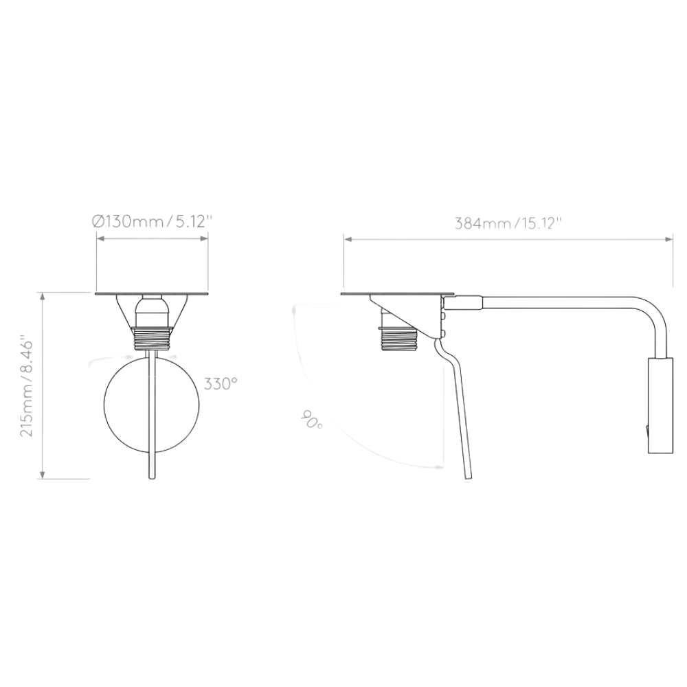 The dimensions of the Mitsu Swing Arm Wall Sconce from Astro Lighting. all-groups