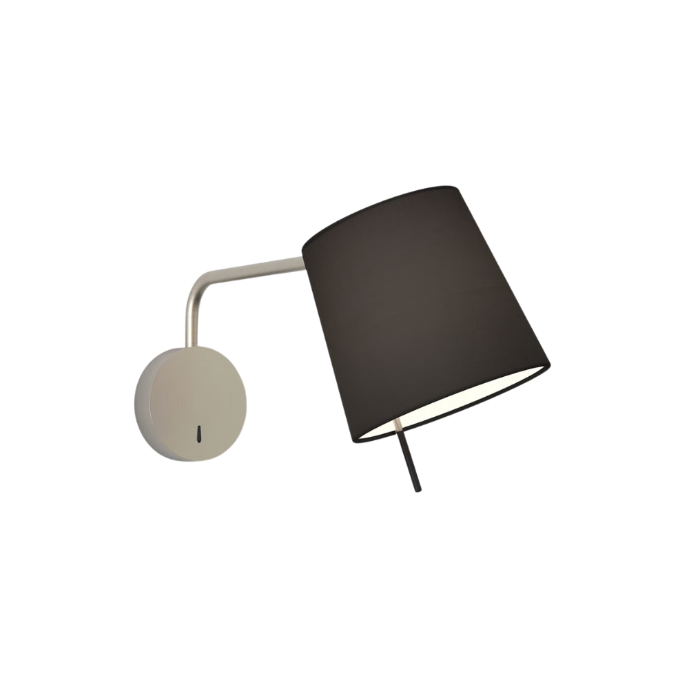 The matte nickel Mitsu Swing Arm Wall Sconce from Astro Lighting with the black shade.