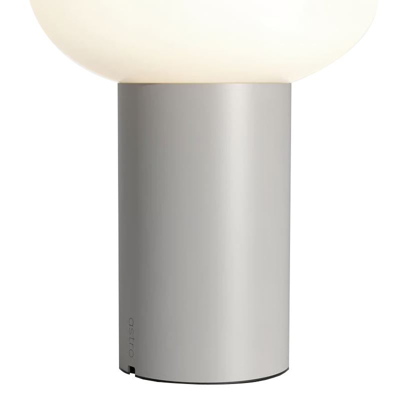 The Zeppo Portable Lamp from Astro Lighting in pebble grey close up.