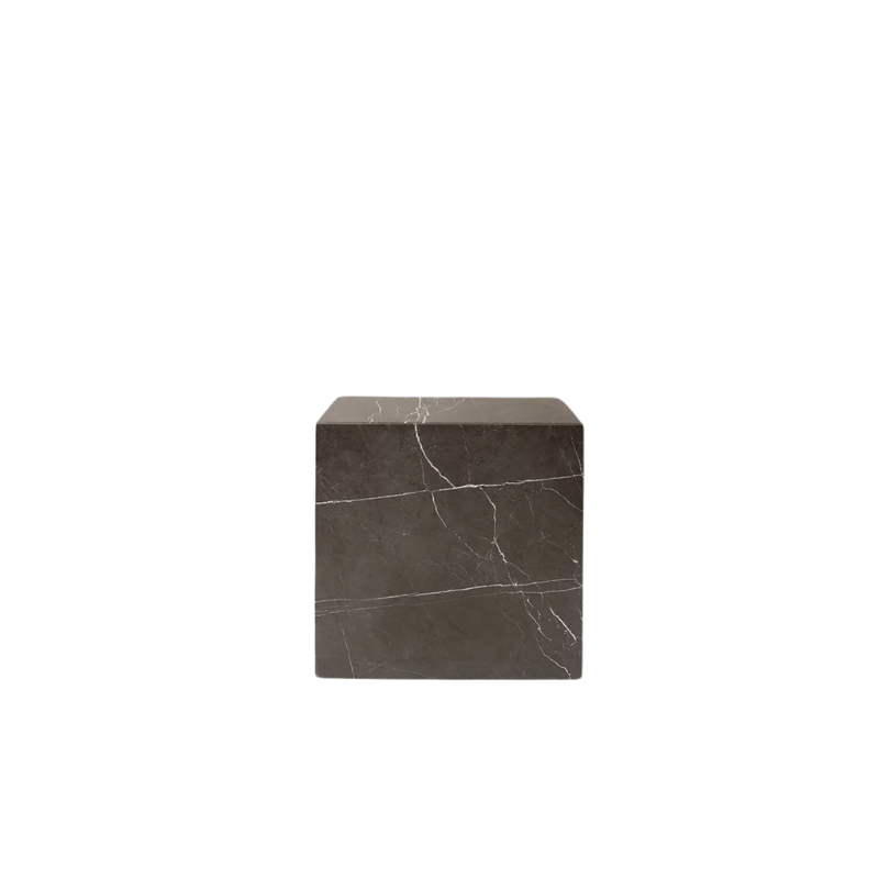 The Cubic Marble Plinth from Audo Copenhagen made from grey kendzo marble.