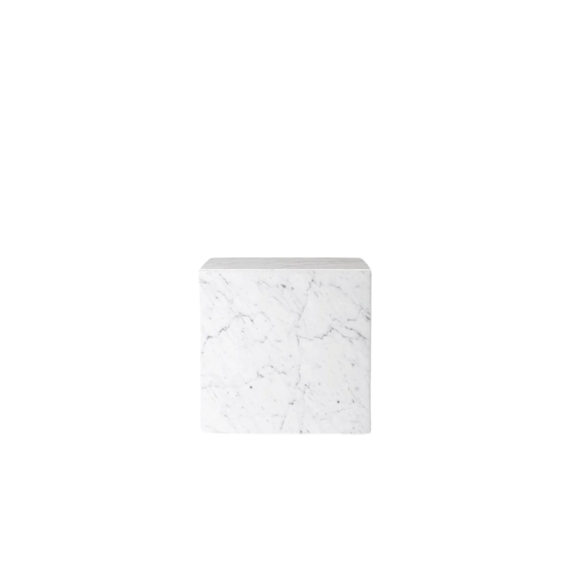The Cubic Marble Plinth from Audo Copenhagen made from white carrara marble.