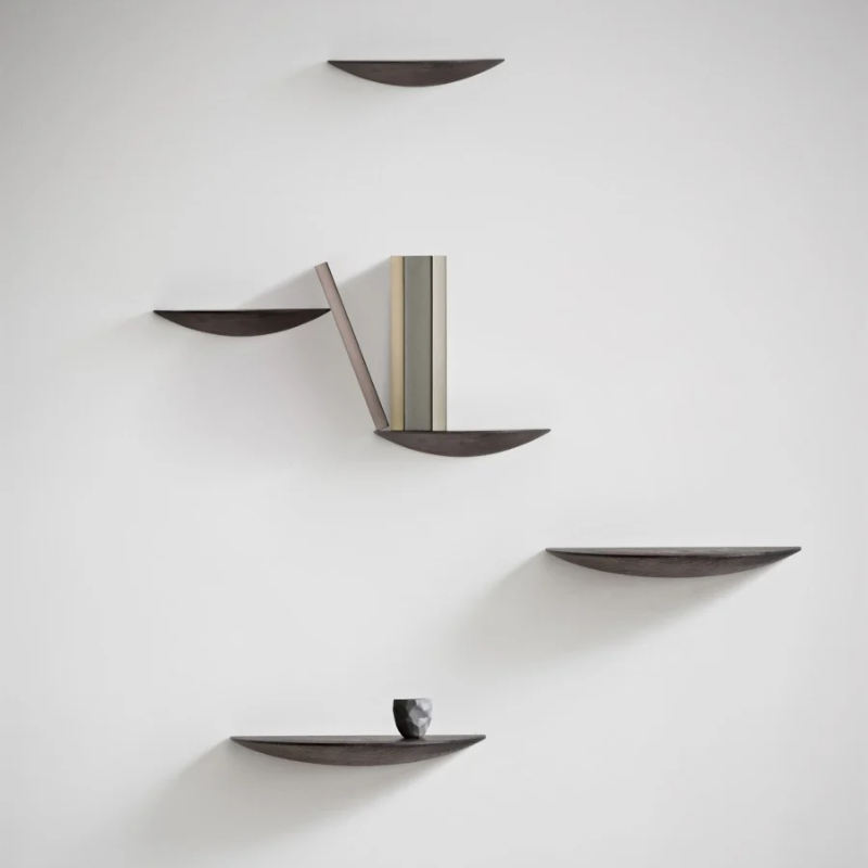 The Gridy Fungi Shelf from Audo Copenhagen in dark oak in the family space.