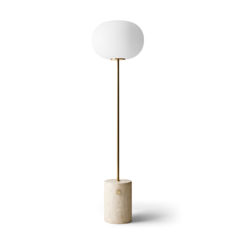 The JWDA Floor Lamp from Audo Copenhagen in white marble and bronzed brass.