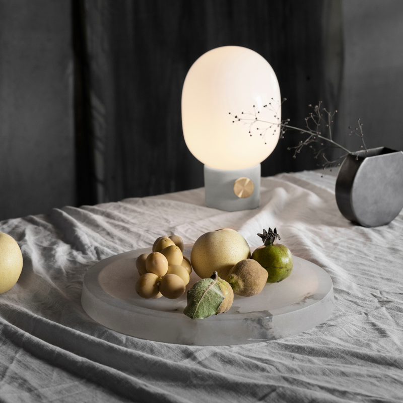 The JWDA Table Lamp from Audo Copenhagen in a dining room.