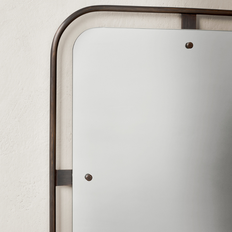The Rectangular Nimbus Mirror from Audo Copenhagen close up.