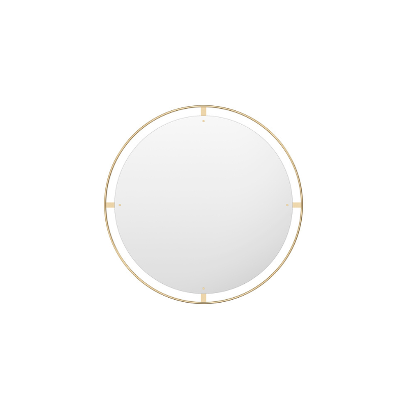 The Round Nimbus Mirror from Audo Copenhagen in polished brass, 24 inch size.