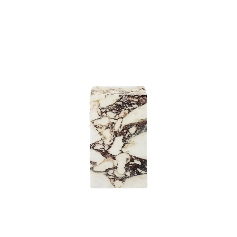 The Tall Marble Plinth from Audo Copenhagen made from calacatta viola marble.