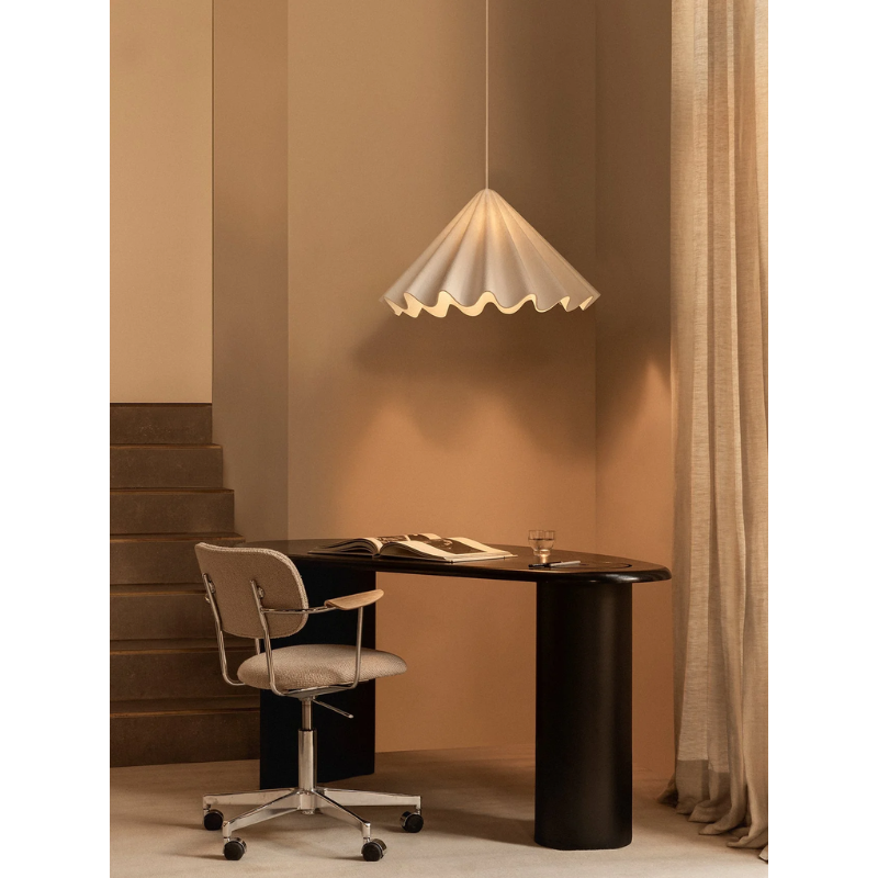 Pleated felt shade pendant light. The Dancing Pendant by Audo CPH over desk