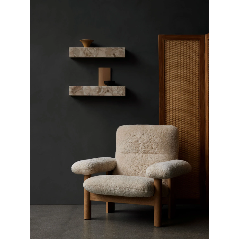 Marble floating shelf in kunis breccia by Audo Copenhagen in study