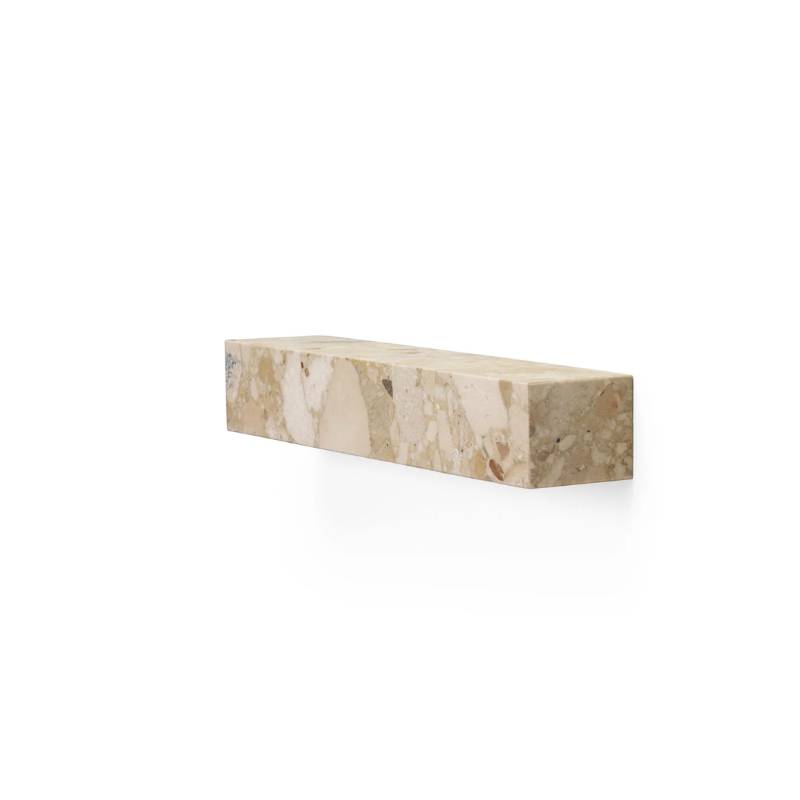 Marble floating shelf in kunis breccia by Audo Copenhagen side view