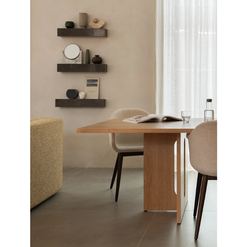 Marble floating shelf in grey by Audo Copenhagen dining room.