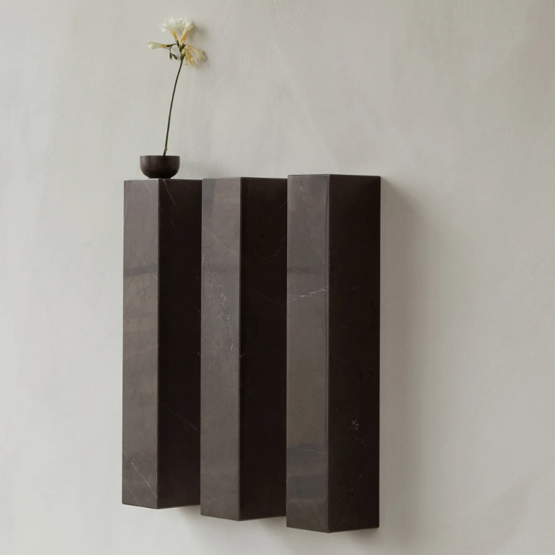 Marble floating shelf in grey by Audo Copenhagen vertically installed