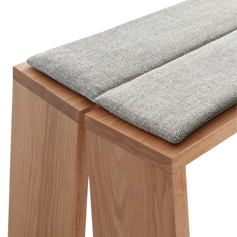 The Amicable Split Bench Pad from Blu Dot focusing on the detail of the cushion.