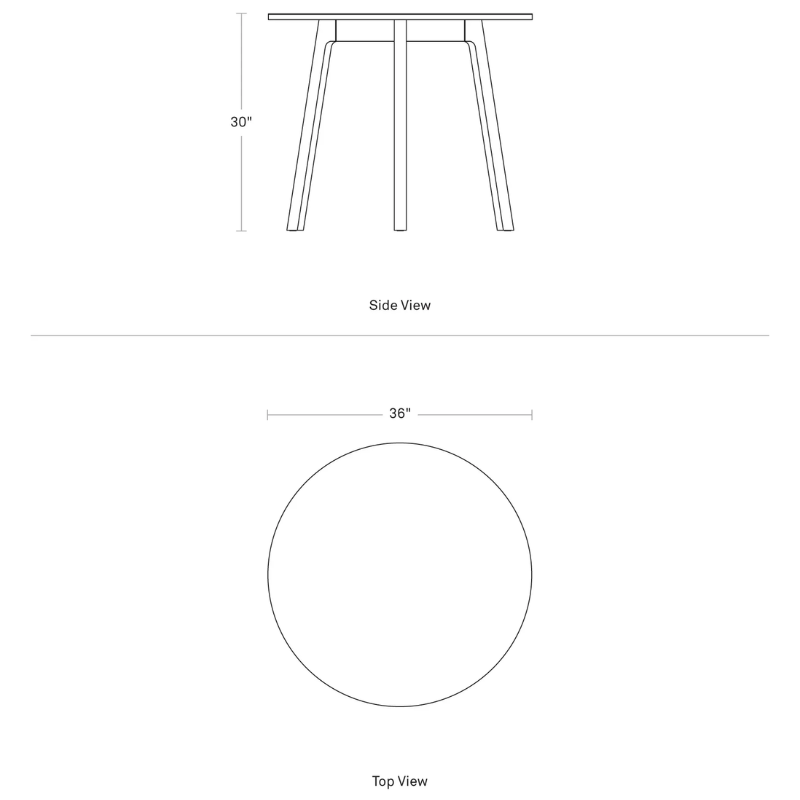 The 36 inch Apt Café Table from Blu Dot dimensions. all-groups