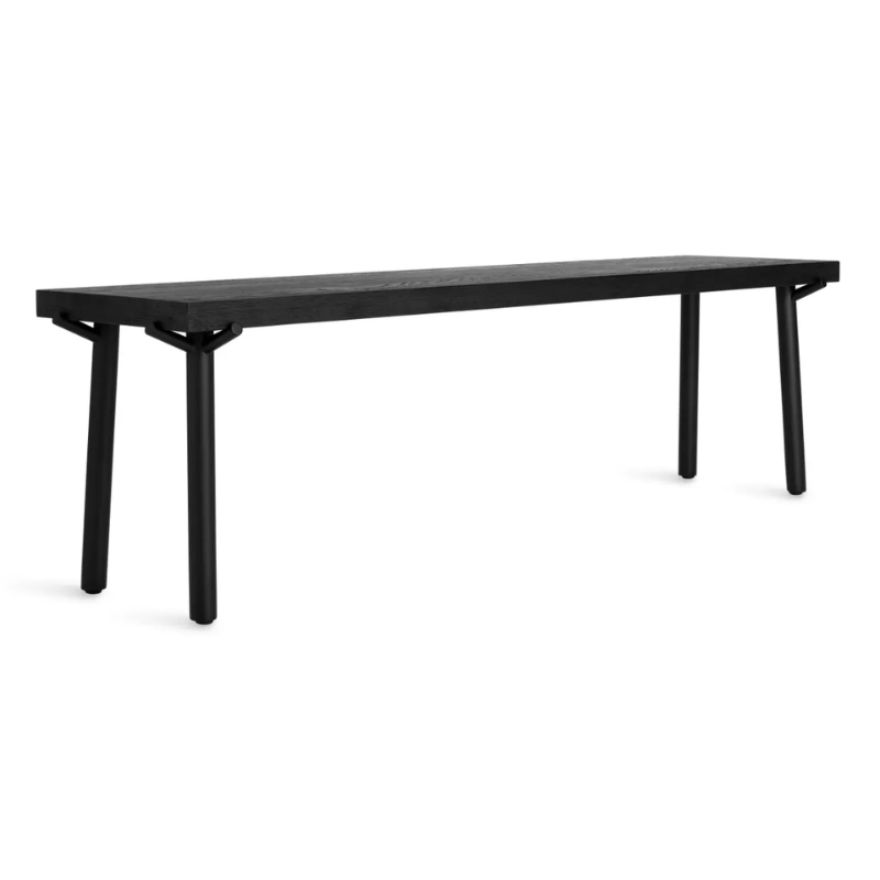 The Branch Bench from Blu Dot in black on oak and black from an angle.