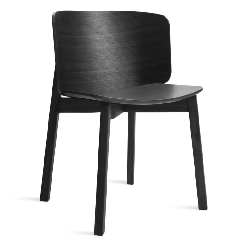 The Buddy Chair from Blu Dot in black on ash from an angle.