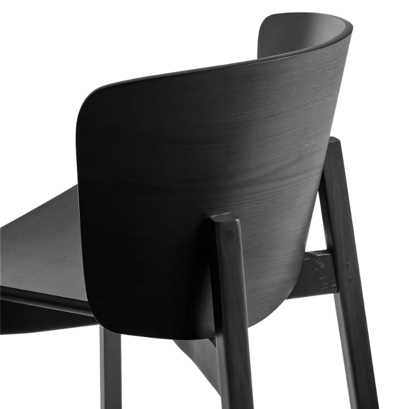 The Buddy Chair from Blu Dot in black on ash close up.