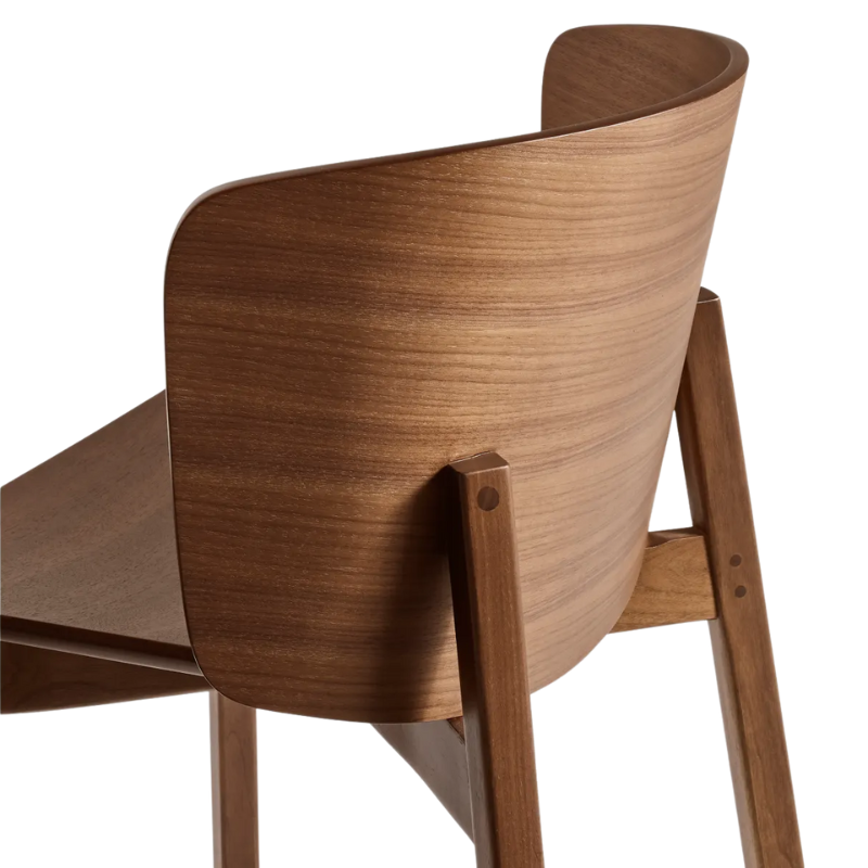 The Buddy Chair from Blu Dot in walnut close up.