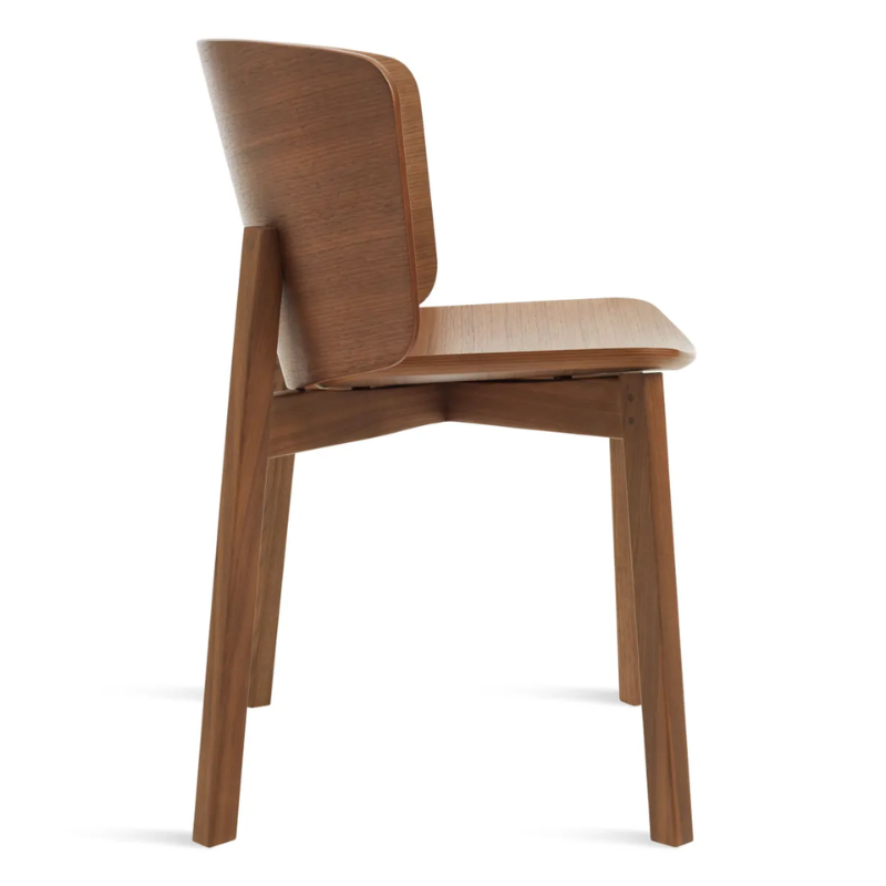 The Buddy Chair from Blu Dot in walnut from the side.
