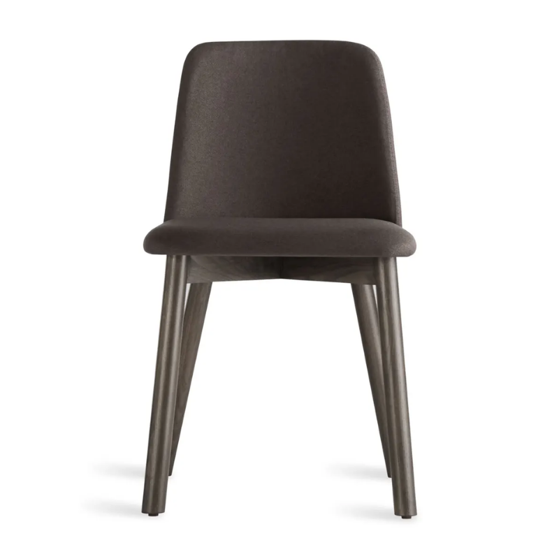 The Chip Chair from Blu Dot with smoke legs and gunmetal upholstery.