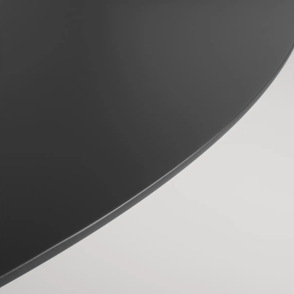 Circula Outdoor / Indoor Dining Table by Blu Dot in Oblivion. Detail of powder coated top.