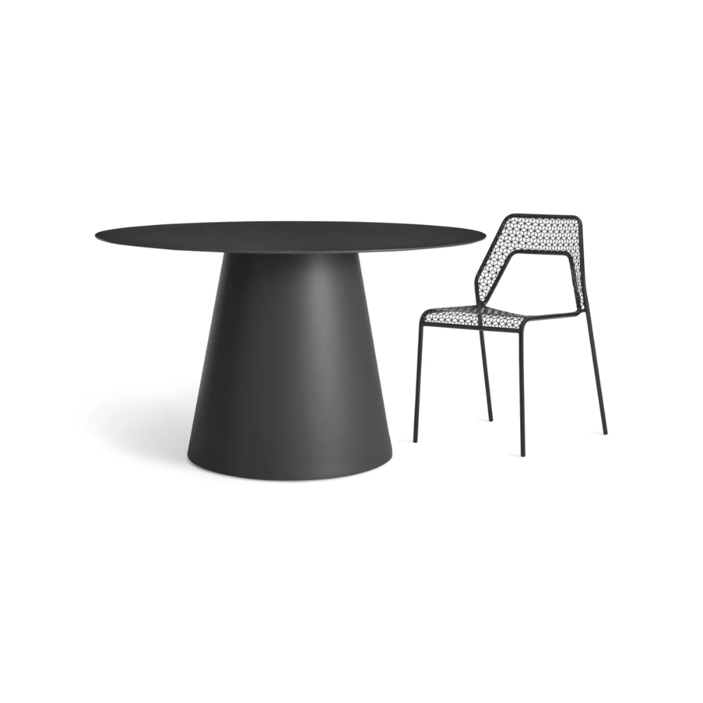 Circula Outdoor / Indoor Dining Table by Blu Dot 52-inch table in Oblivion.