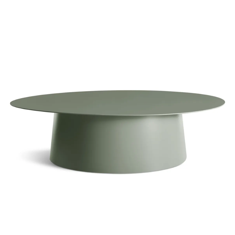 The Circula Large Coffee Table from Blu Dot in grey green.