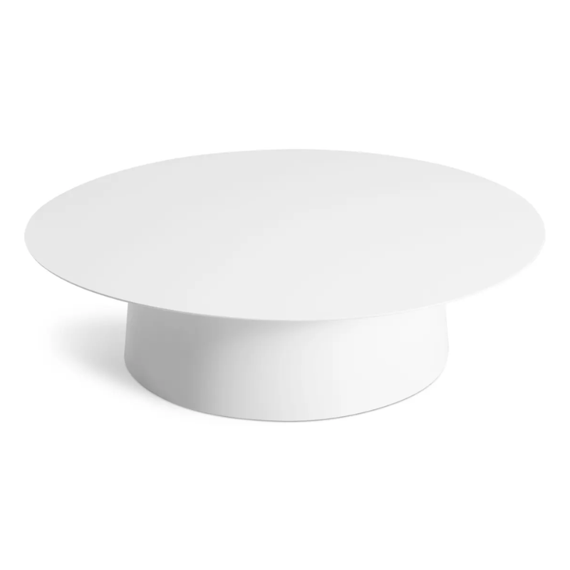 The Circula Large Coffee Table from Blu Dot in white from a high angle.