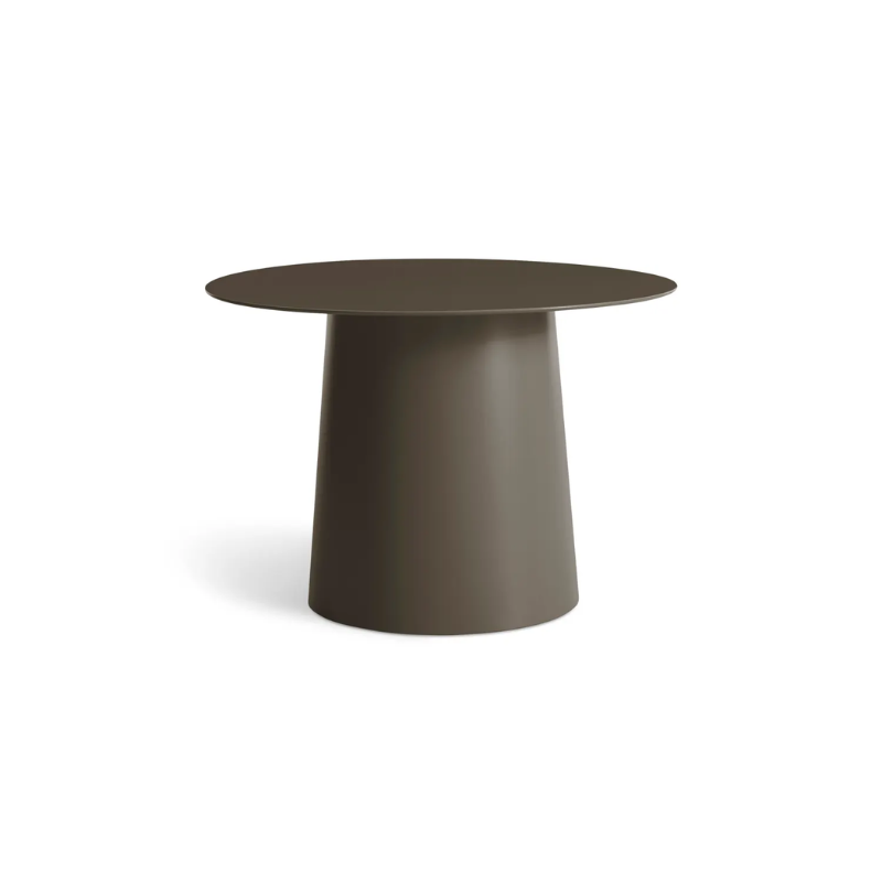 The Circula Low Side Table from Blu Dot in dark olive.
