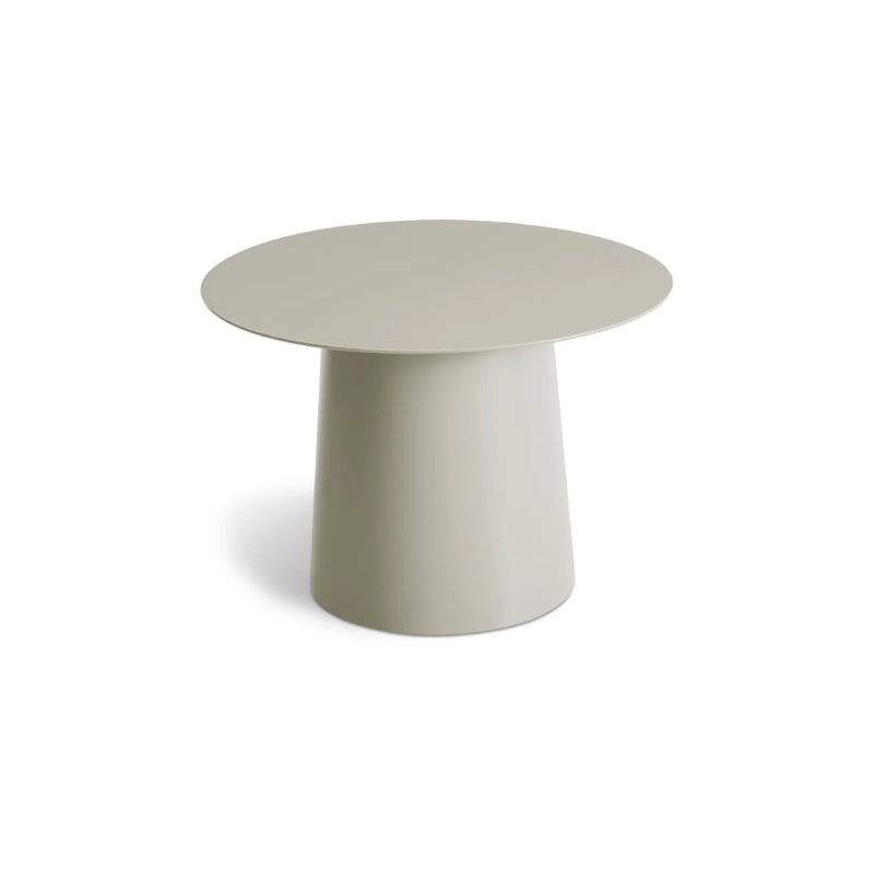 The Circula Low Side Table from Blu Dot in putty from a high angle.