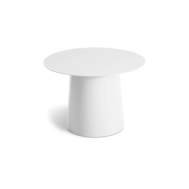 The Circula Low Side Table from Blu Dot in white from a high angle.