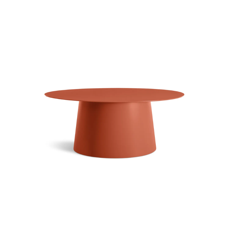 The Circula Small Coffee Table from Blu Dot in tomato.