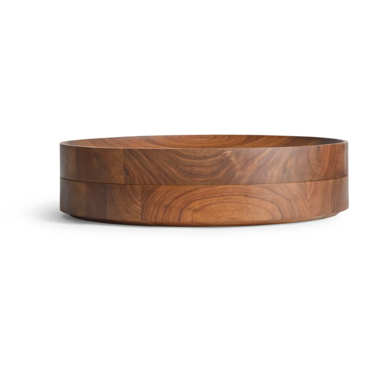 The Cusp Large Bowl from Blu Dot in walnut stacked.