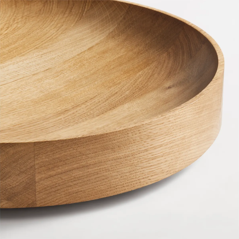 The Cusp Large Bowl from Blu Dot in white oak close up.